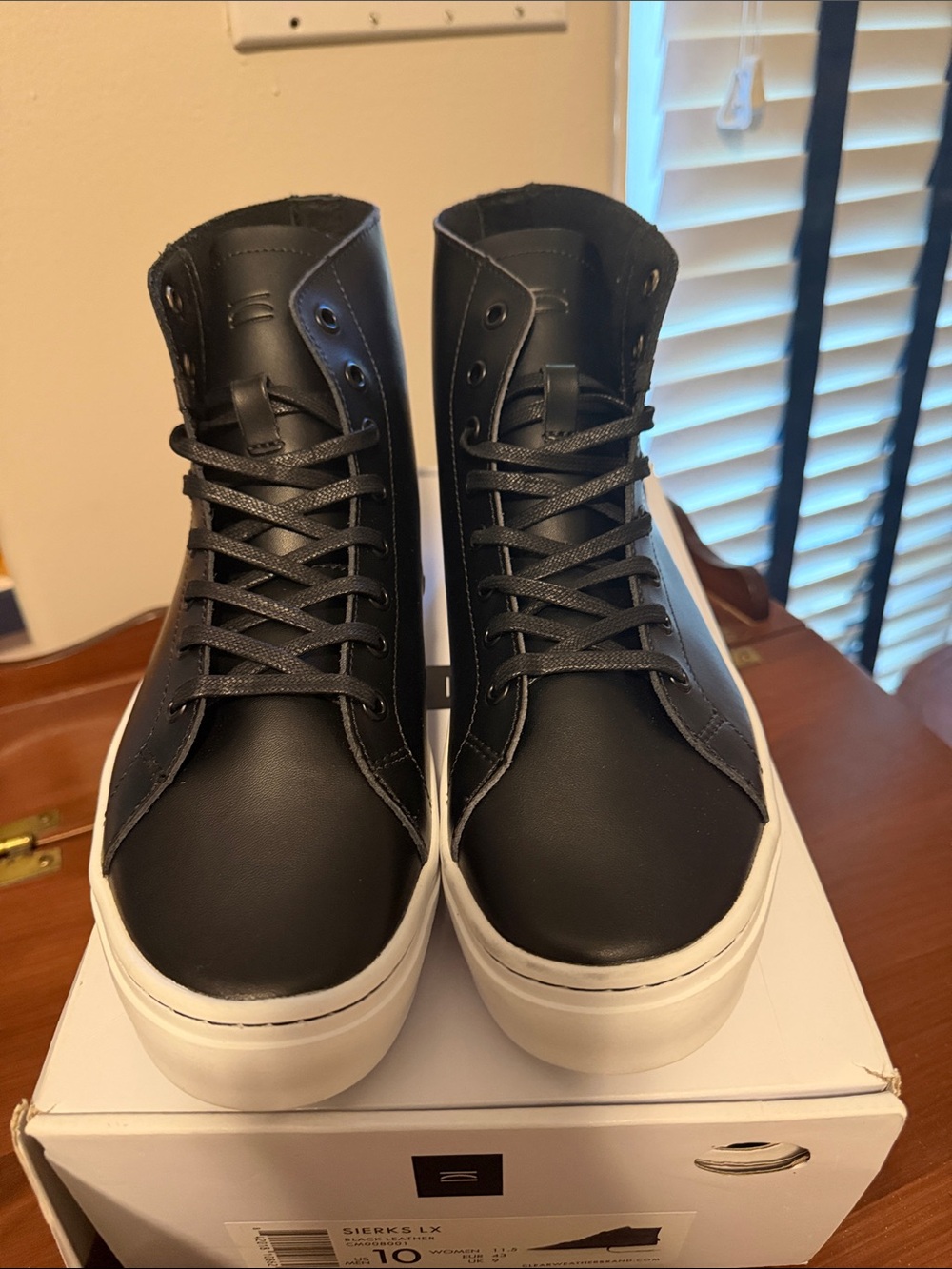 CLEARWEATHER BRAND Black LeatherHigh-Top Casual Sneakers